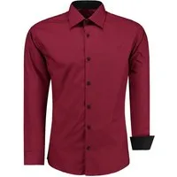 J'S FASHION Businesshemd JS12105 Slim Fit Langarm Herren Hemd mit farblich abgesetzten Elementen, Langarm Kentkragen Uni