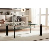 PREISBRECHER Wohnzimmertisch Alberto, in Glas/schwarz, Glas/Metall - 100x42x60cm (BxHxT)