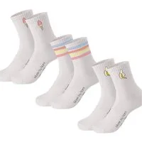 Made by Nami Socken Crew Socks Tennissocken weiß - Print - Baumwolle (3-Paar) 35-40, atmungsaktiv