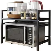 Muxing Küchenregal Mikrowellenregal Eisen verstellbar Küchenregal Schwarz, 1-tlg.