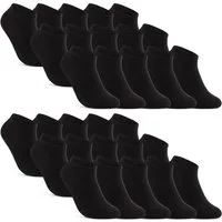 sockenkauf24 Sneakersocken 10, 20, 30 Paar Sneaker Socken Damen & Herren Schwarz Weiß Grau (Schwarz, 30-Paar, 47-50) Baumwolle - 16900