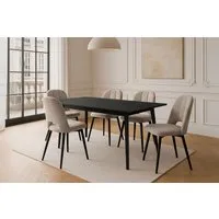 KONSIMO® Esstisch VIDIS Esszimmertisch, Ausziehbar, hergestellt in der EU (Tischeinsatz: 40 cm), Beine aus massivem Eschenholz, Tischplatte in Holzoptik, Modern