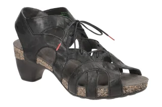 Think TRAUDI-576 Schwarz Damen Sandalette Echtleder Riemchen Sandalen 4cm Absatz