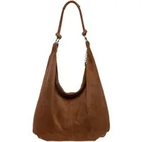 Caspar Schultertasche Damen Vintage Leder Tasche Hobo Bag - CLASSIC LINE - Modell No.617, 100% italienisches Veloursleder, samtig weich, angenehmer Tragekomfort