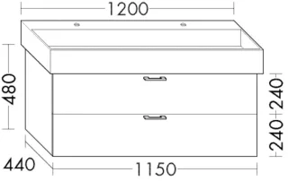 Burgbad Waschtischunterschrank Sys30 PG3 Diago 480x1150x440 Trend- oder RAL-Farbe Matt, WWMM115F534 WWMM115F5347