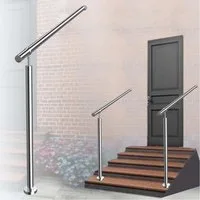 AICA Handlauf Eingangsgeländer, Geländer Edelstahl Handlauf, Treppengeländer 150 cm, 100 cm Gesamtlänge, (Packung), Edelstahl, Silber/Schwarz, Länge: 100/120/150 cm, innen und außen
