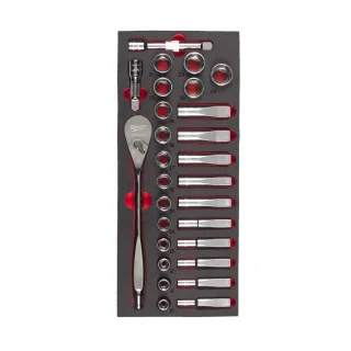 Milwaukee - 1/2 Zoll Ratschen+Nüsse Einlage 28-teilig - 4932479826
