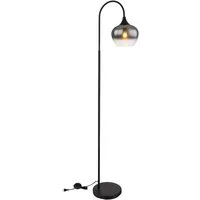 GLOBO LIGHTING LED Stehlampe, Leuchtmittel inklusive, Warmweiß, Stehleuchte Standlampe Rauchglas Metall schwarz LED Retro Wohnzimmer