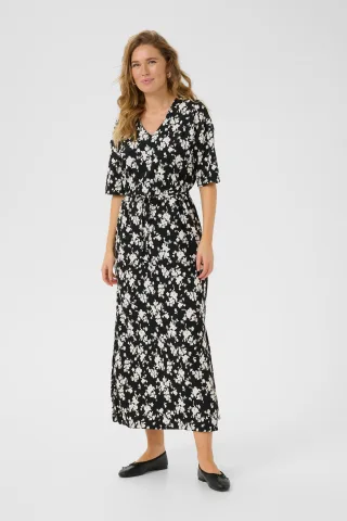 Jerseykleid Loose fit Black, Chalk Flower Print black offwhite