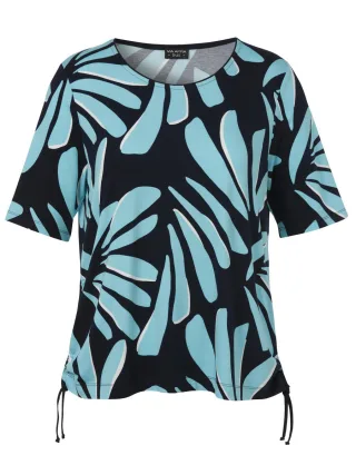 VIA APPIA DUE - T-Shirt mit grafischem Allover-Print und Rundhalsausschnitt blau - Gr. - 50