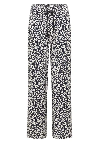 CECIL - Wide Leg Hose im Loose Fit mit Leo-Print urban dark blue - Gr. - 30