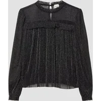 s.Oliver Langarmbluse Bluse Festliches Shirt aus Glitzermesh mit Rüschen