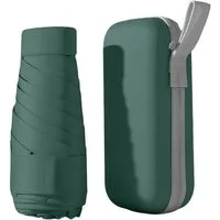 Diwzbyn Taschenregenschirm Mini Regenschirm, 6 Rippen Tragbarer Reiseschirm mit Kapselhülle, UV-Schutz, kleiner Taschenschirm mit Etui für Männer und Frauen