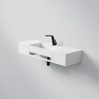Steinberg Serie 443 Waschtisch Wandwaschtisch aus Mineo Stone, matt white, 443 7230 W 443 7230 W