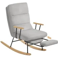 SONGMICS Schaukelsessel Schaukelstuhl mit Holzgestell, verstellbar, Schaukelstuhl, mit Massivholzfüßen, Schaukelsessel, für Schlafzimmer