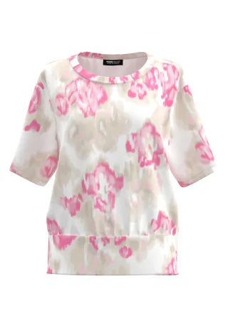FRANK WALDER - T-Shirt NOS mit Bunddetail pink blush/ecru - Gr. - 46
