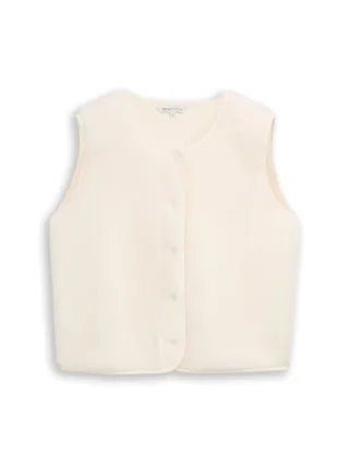 Denim Tom Tailor - Teddy Weste mit Druckknopfleiste off white - Gr. - L