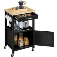 Yaheetech Küchenwagen Servierwagen auf Rollen, Beistellwagen mit Schrank & Schublade & 6 Haken, 55 × 45× 89 cm