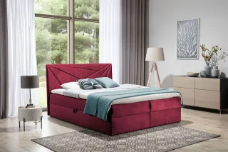 Boxspringbett Schlafzimmerbett CARLITA 200x200cm Weinrot