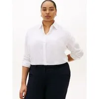 Tommy Hilfiger Curve Langarmbluse CRV ESS LINEN ROUND HEM SHIRT in großen Größen, oversize