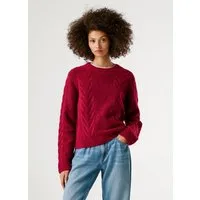 Pepe Jeans Strickpullover mit Zopfmuster und Woll-Anteil