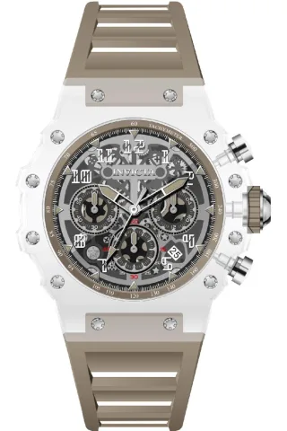 Invicta Racing 69684 Herrenuhr - Quarzwerk - Acryl mit silbernem Zifferblatt - 43 mm