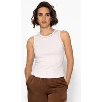 SASSYCLASSY T-Shirt Tank Top mit Außennähten Damen anliegendes Top mit Rundhalsauschnitt und Rückennaht weiß