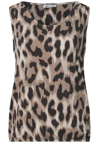Street One - Top mit V-Neck und Elastiksaum timeless beige - Gr. - 36