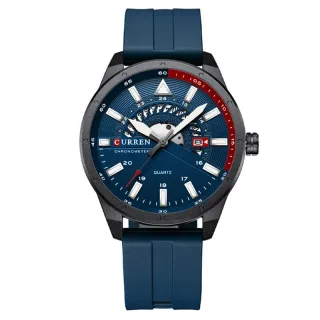 CURREN Men's Business Watch Quartz Wrist Watch with Calendar Alloy Case, Round Dial, Electronic Drive, Silicone Strap 3A
