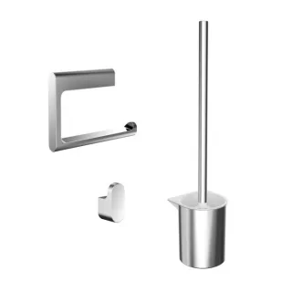 Emco Flow WC-Set 279800101 chrom, Papierhalter, Bürstengarnitur und Haken