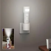 QUBEBU LED Steckdosenleuchte Nachtlicht Steckdose mit Bewegungsmelder, 4in1 Taschenlampe Aufladbar, Wiederaufladbar(270° drehbarer Stecker), LED fest integriert, 3 Modi (EIN/AUTO/AUS), Flurlampe, Nachtlampe, Campingleuchte, Taschenlampen Wandleuchte 