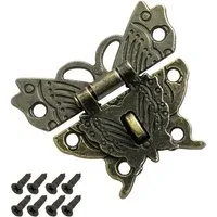 HMF Möbelbeschlag Vintage Verschluss Schmetterling mit Schlossöse (1 Stück), Hebelverschluss, 50 x 45 mm, Bronze