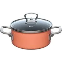 Riess Kasserolle Riess - NOUVELLE PURE - Mango - Kasserolle mit Glasdeckel 16 cm, Emaille