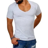 Young & Rich T-Shirt Herren Uni Basic extra tiefer Ausschnitt Unterziehshirt 1315 V-Ausschnitt unifarben kurzarm slim fit