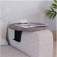 en.casa Tablett, Spanplatte, »Kuleskyd« Couchtablett Ø34 cm Marmoroptik, grau