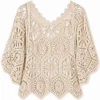ITALY VIBES Blusenponcho - Häkelshirt - Spitzenshirt - ITALY VIBES - Boho - Oversize ONE SIZE- passend für Größen S - L