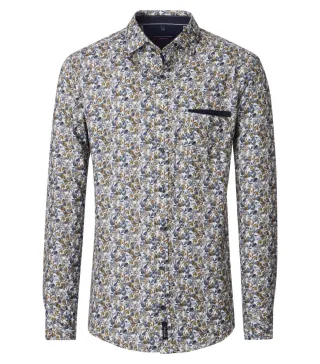 CASAMODA - Casual Fit: Freizeithemd blau/grün - Gr. - XXL