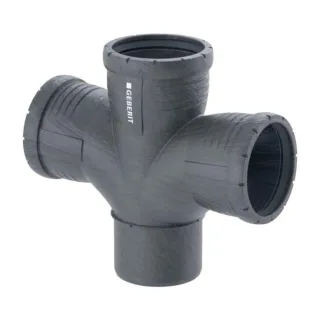Geberit Silent Pro Bogenabzweig 393466141 DN 90/90/90, 87,5°, zweifach, Innenradius