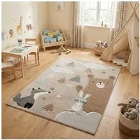 Pergamon Kinderteppich Kinder Teppich Maui Kids Fuchs und Bär, Rechteckig, Höhe: 13 mm