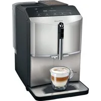 SIEMENS Kaffeevollautomat EQ300 TF303E07, viele Kaffeespezialitäten, OneTouch-Funktion, benutzerfreundliches Display, Keramikmahlwerk, silber metallic