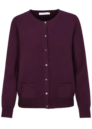 IN LINEA - NOS Cardigan, Rundhals,1/1-Arm 460 cassis - Gr. - 48