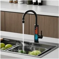Oihpaw Durchlauferhitzer Wasserhahn Mit Durchlauferhitzer Elektrischer Wasserhahn, 3000W Temperaturanzeige elektrischer wasserhahn, Wasserhahn küche 360° schwenkbar