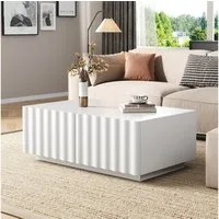 Merax Couchtisch mit Wellenmuster und 2 Schubladen (1-St), Wohnzimmertisch mit Stauraum, 100x50x40 cm