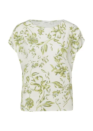 s.Oliver - T-Shirt creme/grün - Gr. - 40
