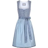Nübler Trachtenkleid Mididirndl Kira in Rauchblau - Rocklänge 65 cm