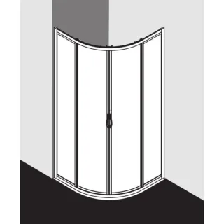 Kermi Viertelkreis-Gleittür N2R530901811K 90 x 185 cm Radius 55 cm, silber mattglanz, Kerolan Fontana