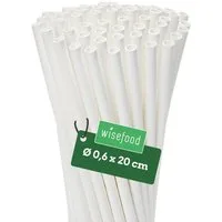 wisefood Trinkhalme 100-tlg., Papier-Strohhalme, weiß, Ø 0,6 x 20 cm, (100-tlg)