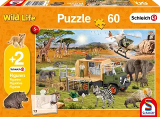 Schmidt Puzzle 56384 - Schleich: Abenteuerliche Tierrettung [60 Teile]