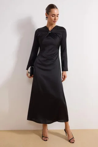 Elegantes, langes, flaches Maxikleid für Damen/Nachtkleid in A-Linie, dezentes Abendkleid