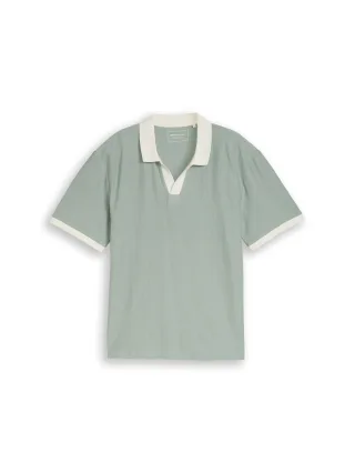 Denim Tom Tailor - Relaxed Fit Poloshirt aus Baumwolle green mist - Gr. - XXL